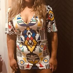 Vibrant Geometric Primary Color Mini Dress